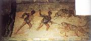 Fresco in the main hall of the Hunting Baths at Lepcis Magna unknow artist
